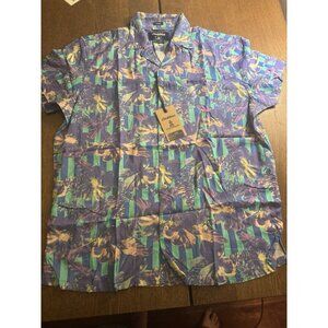 Chubbies Sunday Shirt Mens Large Purple  Button Down Stretch Floral Preppy Palms